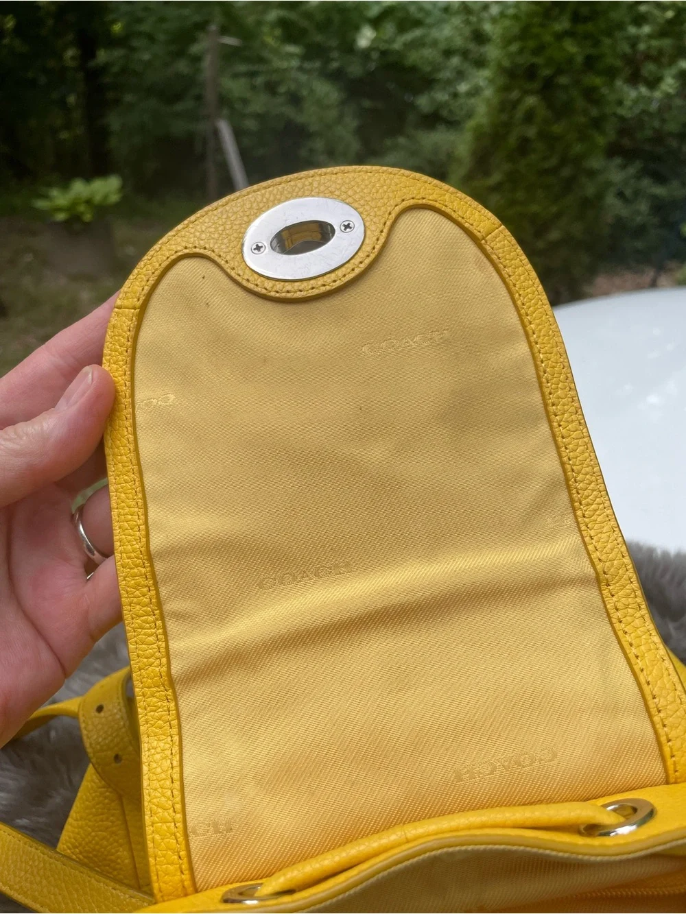 Coach Yellow Pebbled Leather Mini Backpack Bag
